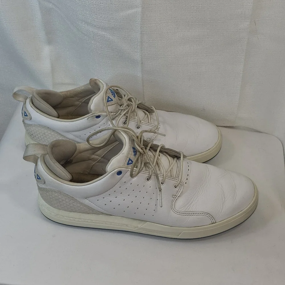 Adidas Flopshot Golf Shoes Mens 10 White Leather‎ Spikeless Adipure